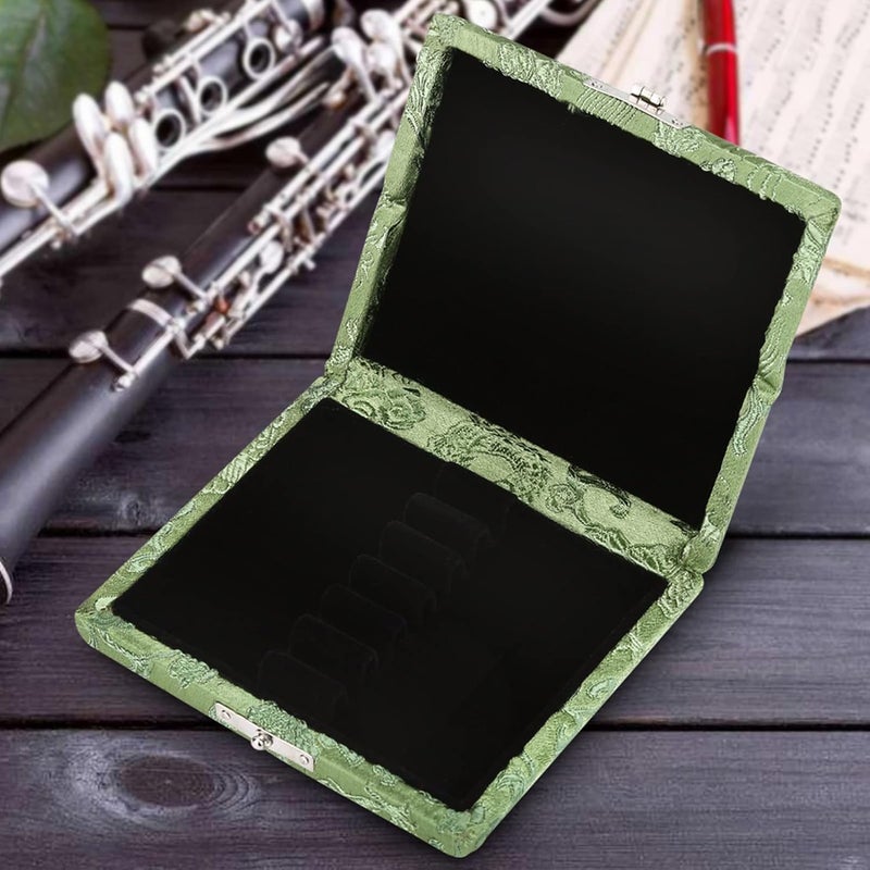 Kodrily 1Pcs Oboe Case, Bassoon Case, Wooden Silk Cloth Cover Case Holder, 3.54 x 3.15 x 0.78 Inch Layers Case Storage Box for 6pcs Oboe Protect Container Oboe Accessories (Green) - Image 3
